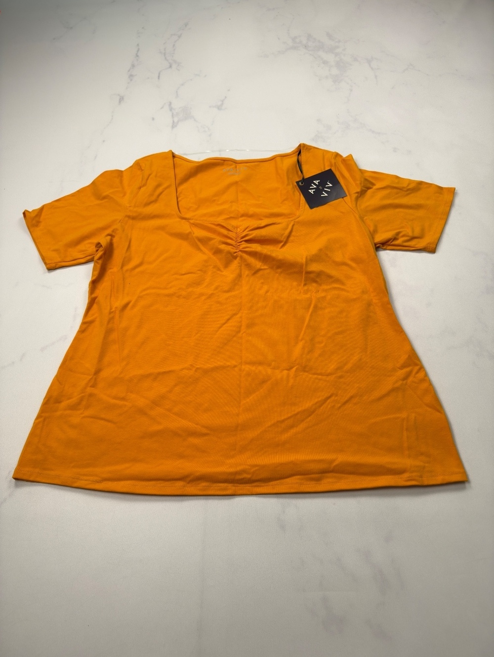 Ava & Viv T-Shirt Orange Scoop Neck Short Sleeve - Womens 1X NWT